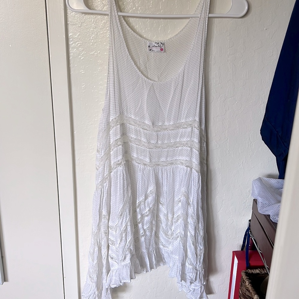 Intimately free people voile and lace trapeze slip tunic dress